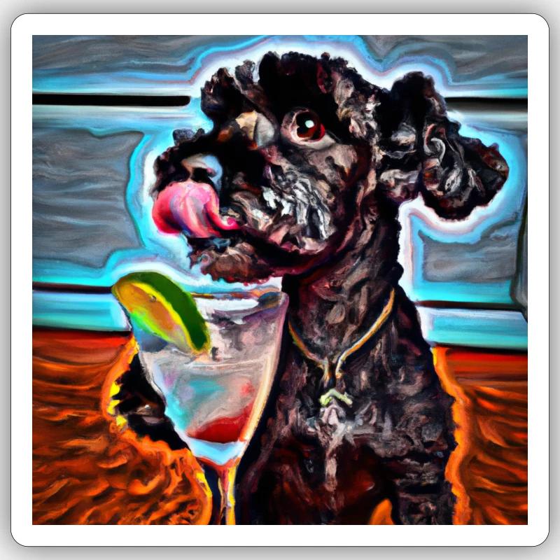 Poodle drinking a cocktail Sticker Größe S (10 x 10 cm)
