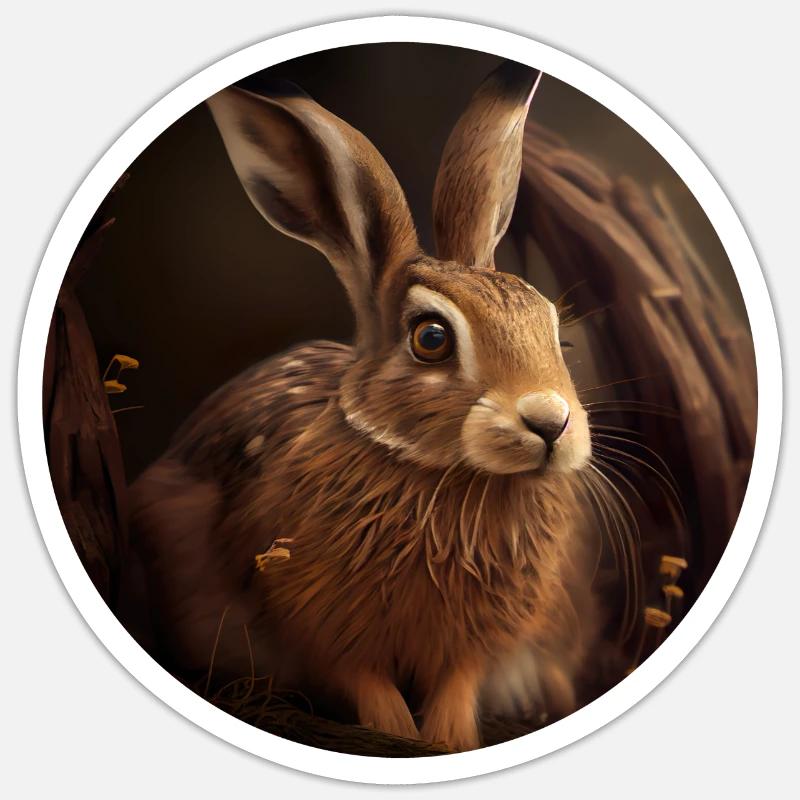 Hare seeks shelter - Sticker size S (10 x 10 cm) - white matte