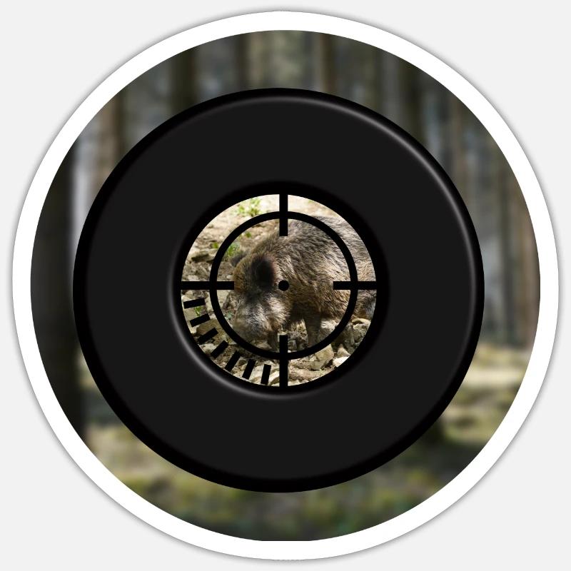 A boar through the scope Sticker size S (10 x 10 cm)