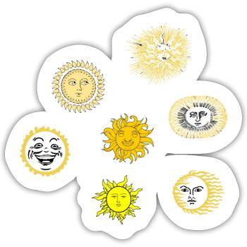sun stickers,sun with a face - Sticker size S (10 x 10 cm) - white matte - Front