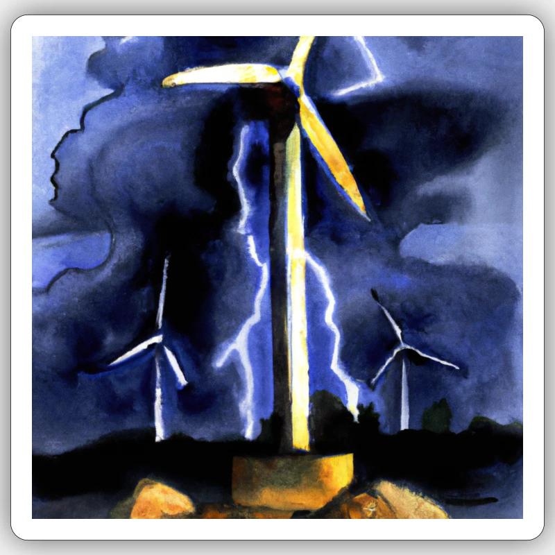 Blitz Windrad - Sticker Größe S (10 x 10 cm) - Mattweiß