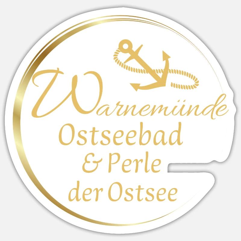 Warnemünde - Ostseebad & Perle der Ostsee - Sticker Größe S (10 x 10 cm) - Mattweiß