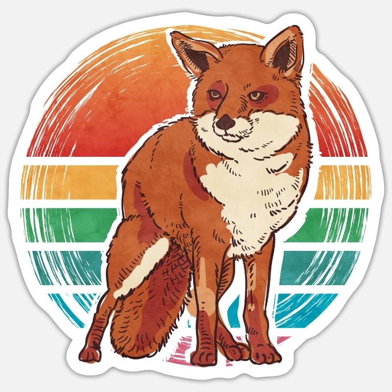 Retro Fox - Sticker Größe S (10 x 10 cm) - Mattweiß