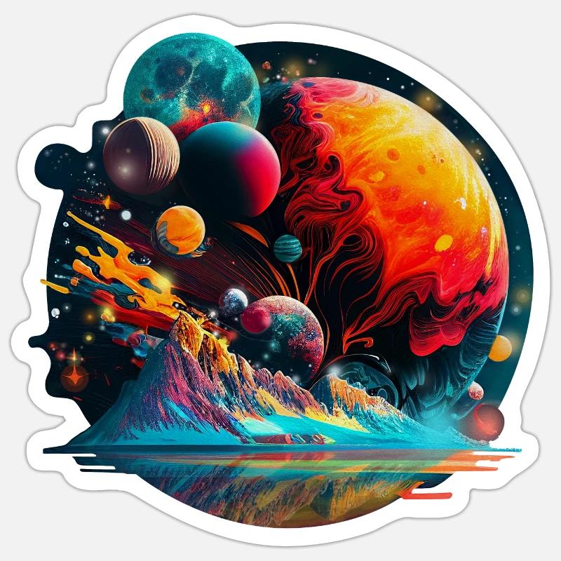Solar system alignment frenzy - Sticker size S (10 x 10 cm) - white matte