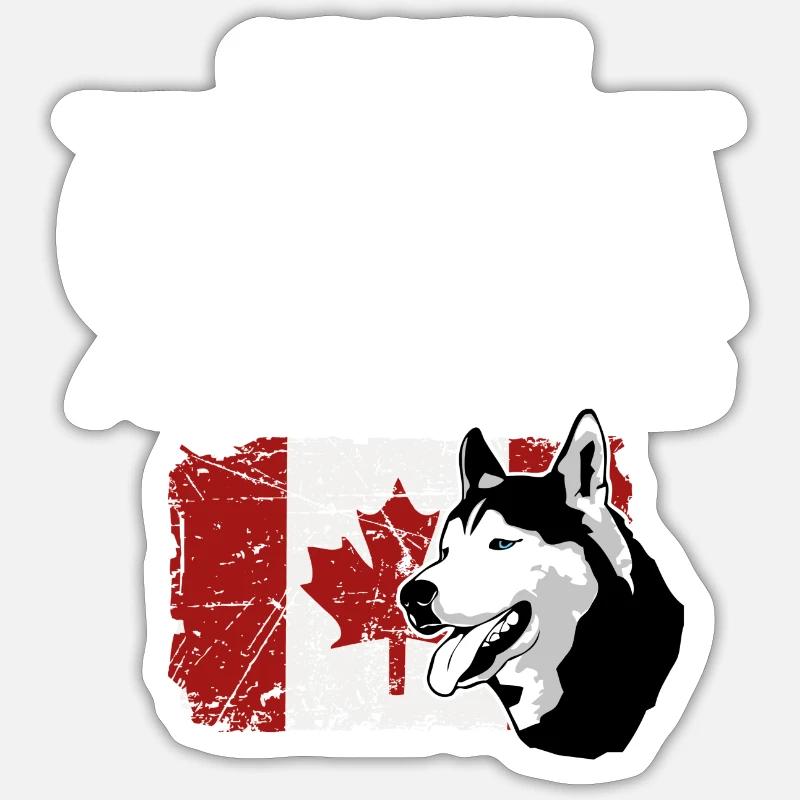 Maple Leaf - Huskies - Canada - Sticker taille S (10 x 10 cm) - blanc mat