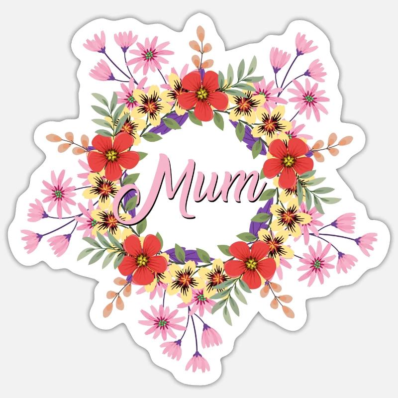 Mama - mit Blumen - Sticker Größe S (10 x 10 cm) - Mattweiß