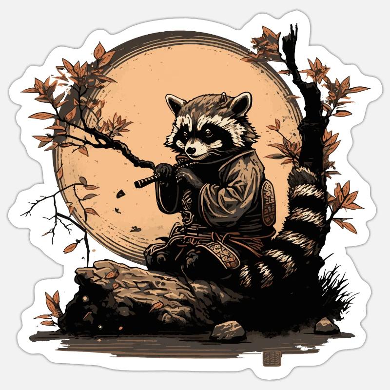 Baka Waschbär 5 - Sticker Größe S (10 x 10 cm) - Mattweiß
