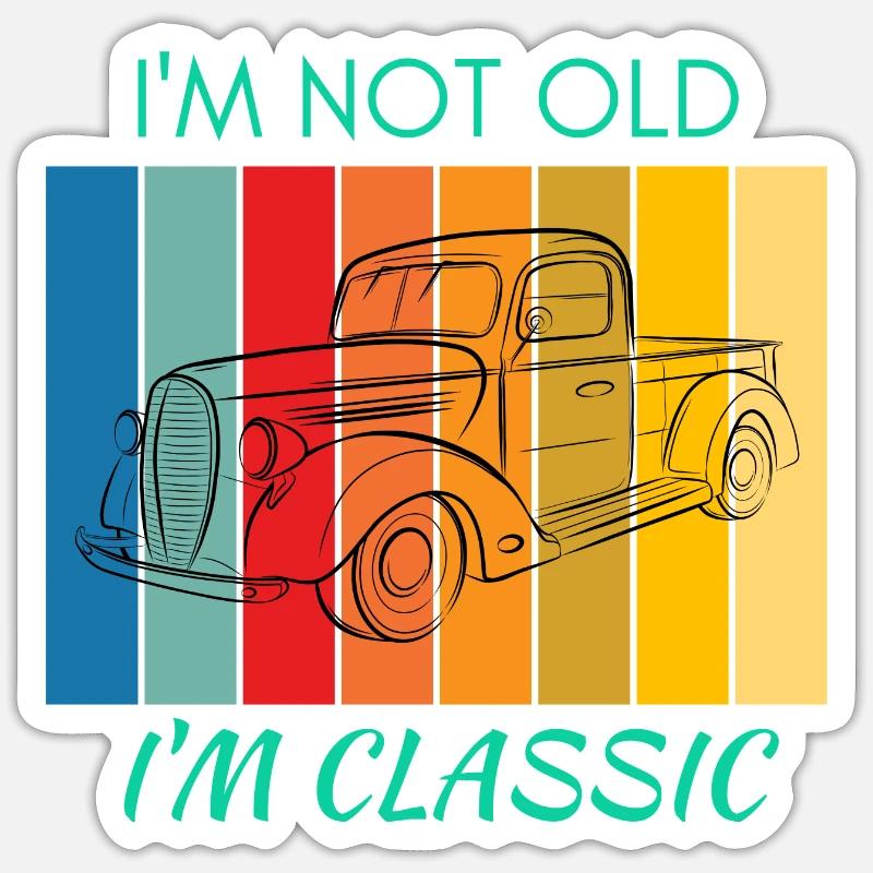 Retro Auto - Sticker Größe S (10 x 10 cm) - Mattweiß
