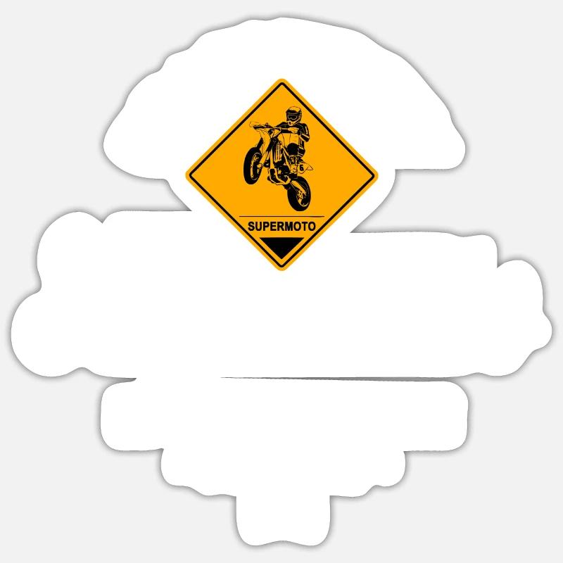 Supermotard - Sticker taille S (10 x 10 cm) - blanc mat