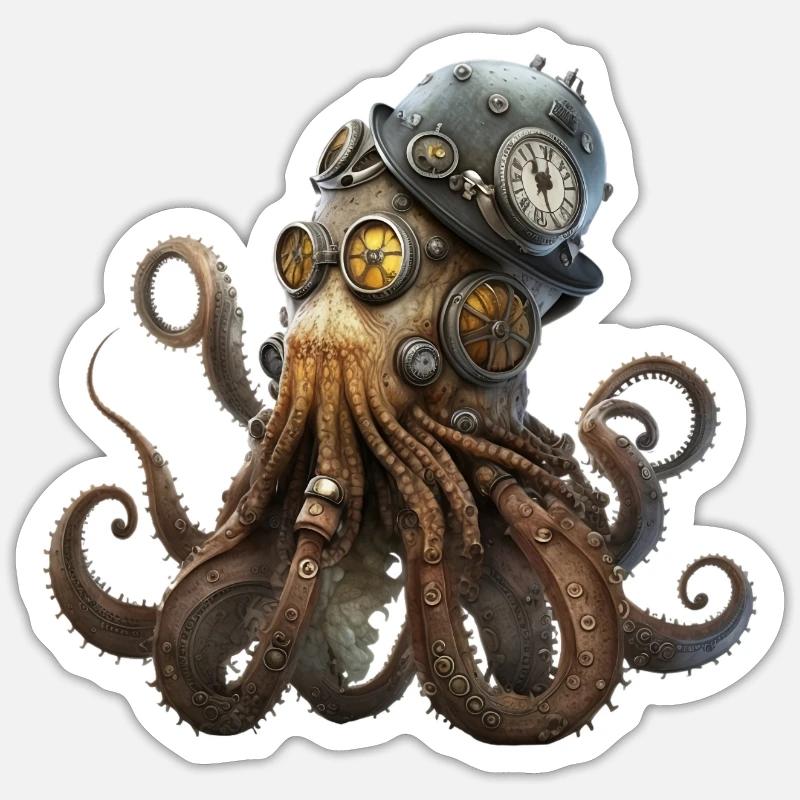 FOX0610 octopus1 - Sticker Größe S (10 x 10 cm) - Mattweiß