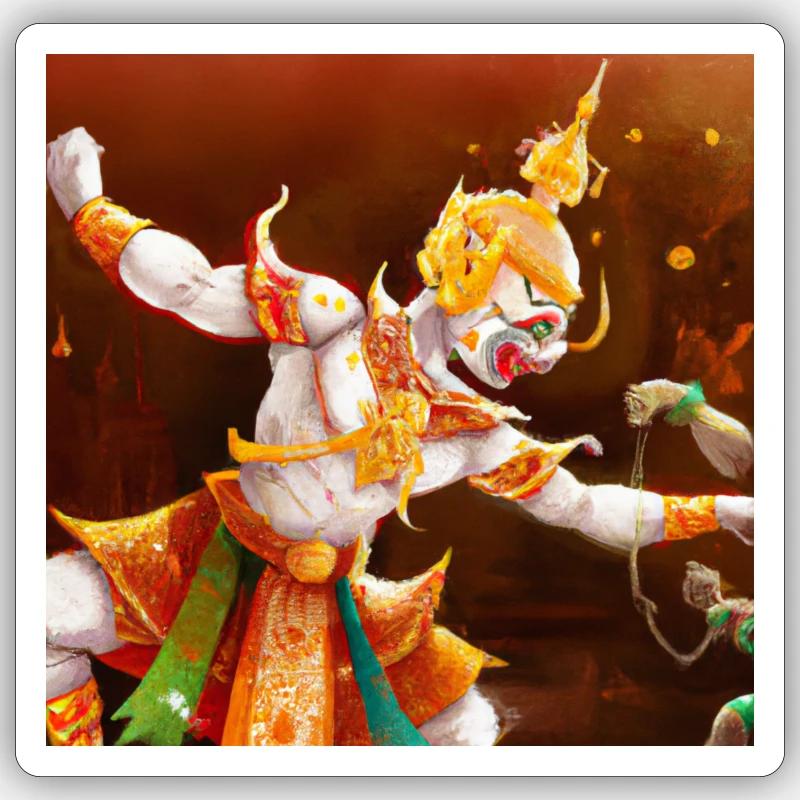 Hanuman épique - Sticker taille S (10 x 10 cm) - blanc mat