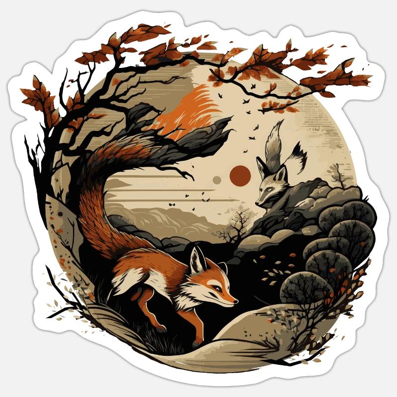 Fuchs 6 Sticker Größe S (10 x 10 cm)