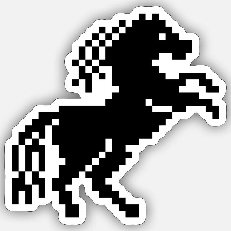 Wildes Pferd - Pixelkunst - Sticker Größe S (10 x 10 cm) - Mattweiß