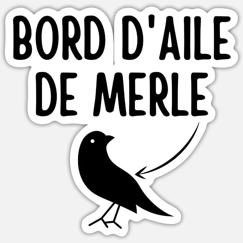 merle, bord d aile de merle - Sticker taille S (10 x 10 cm) - blanc mat
