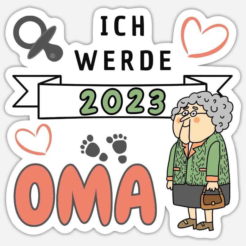 Ich werde 2023 Oma Sticker Größe S (10 x 10 cm)
