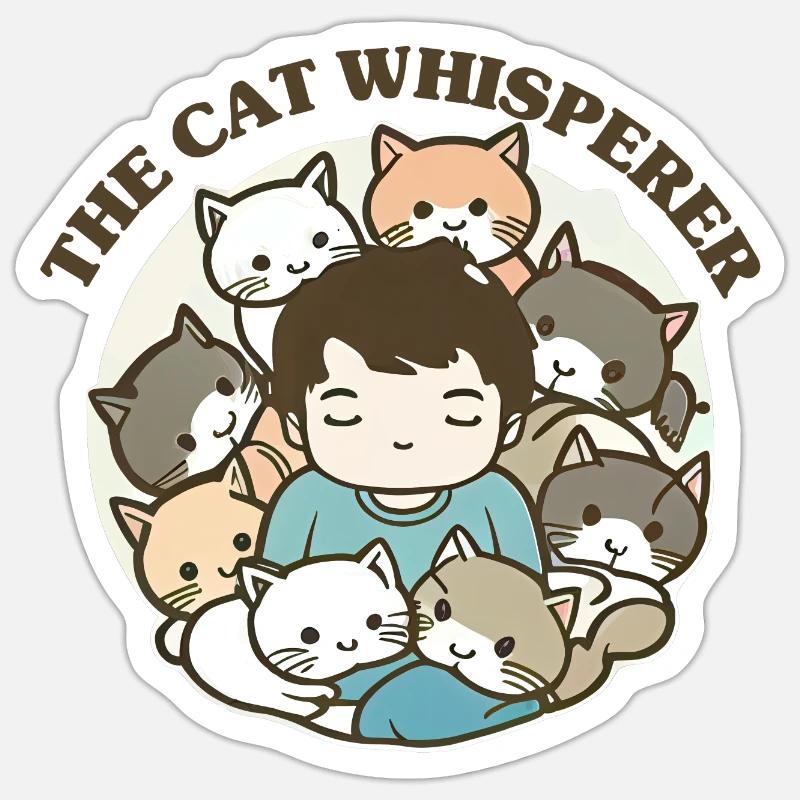 Der Katzenflüsterer - Sticker Größe S (10 x 10 cm) - Mattweiß