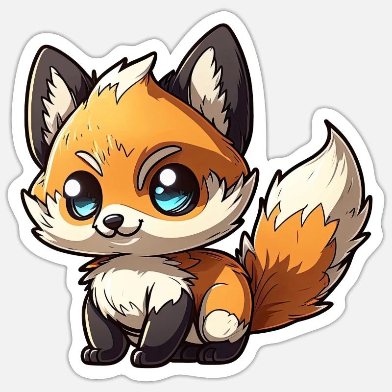 Mignon bébé renard chibi - Sticker taille S (10 x 10 cm) - blanc mat