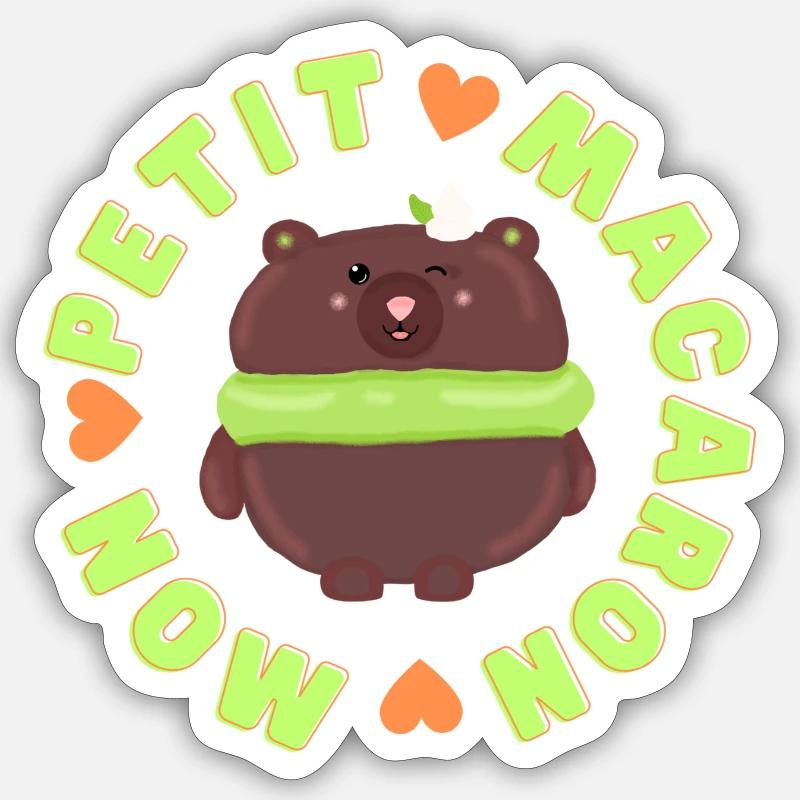 Mon Petit Macaron Ours Sticker taille S (10 x 10 cm)