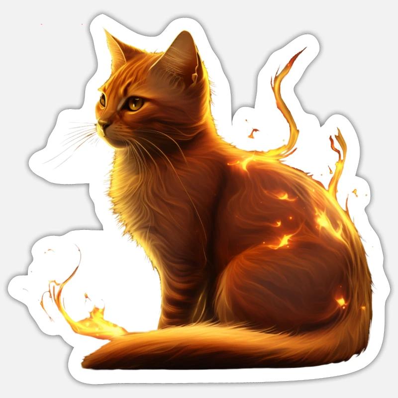 Krieger-Katzen - Firestar - Sticker Größe S (10 x 10 cm) - Mattweiß