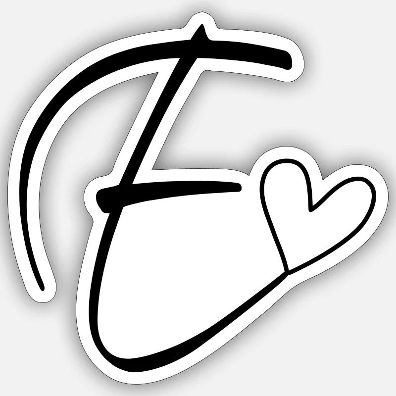 Lettre E Lettre E Calligraphie - Sticker taille S (10 x 10 cm) - blanc mat