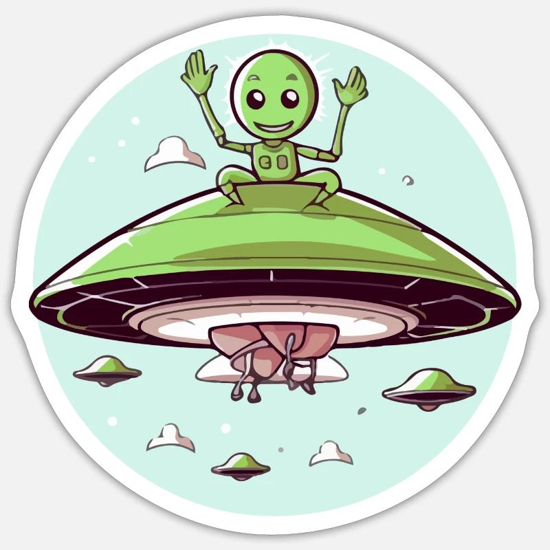 Doodo l'alien - Sticker taille S (10 x 10 cm) - blanc mat