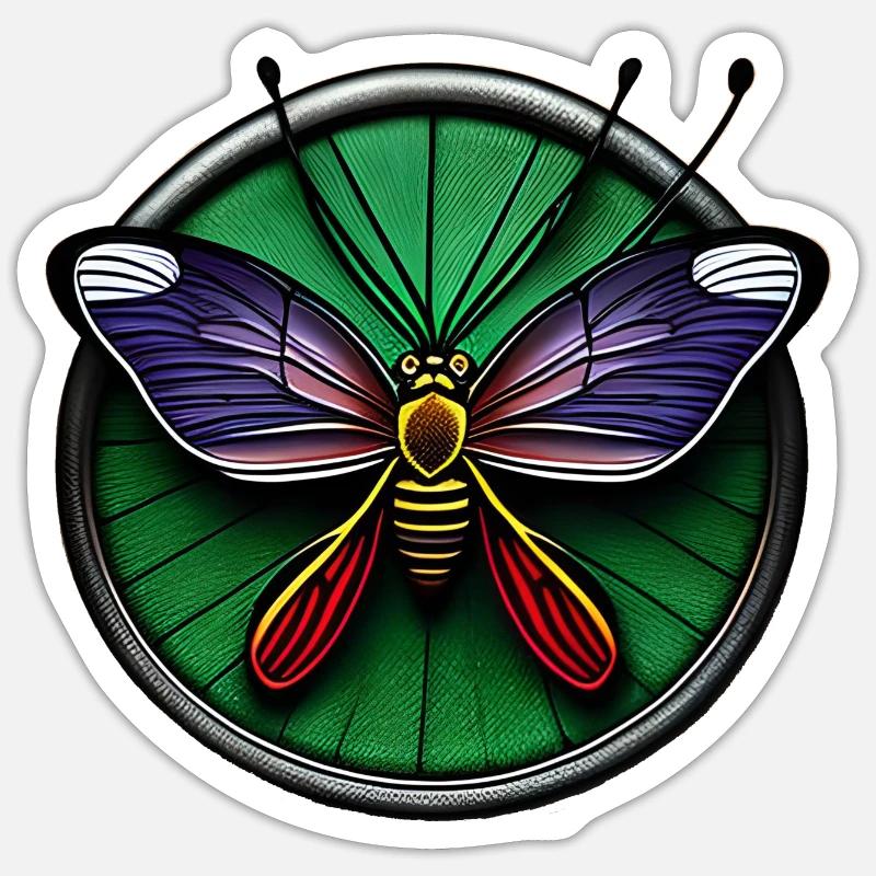 Mouche multicolor - Sticker taille S (10 x 10 cm) - blanc mat