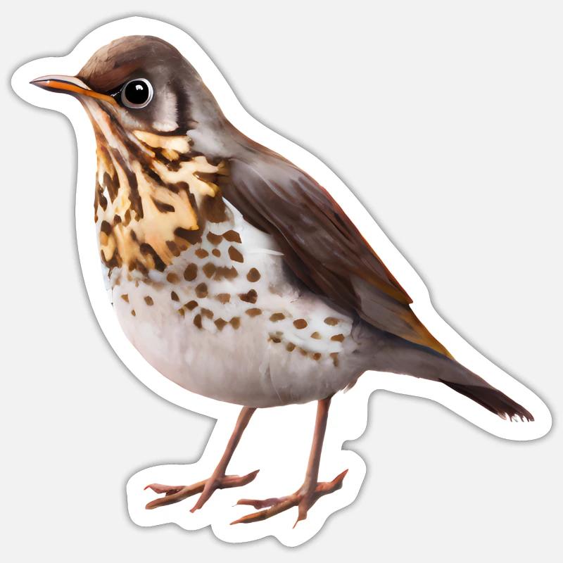 Drossel Vogel - Sticker Größe S (10 x 10 cm) - Mattweiß