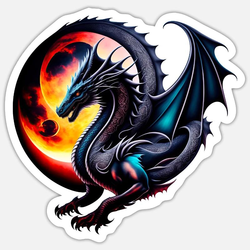Drache - Sticker Größe S (10 x 10 cm) - Mattweiß