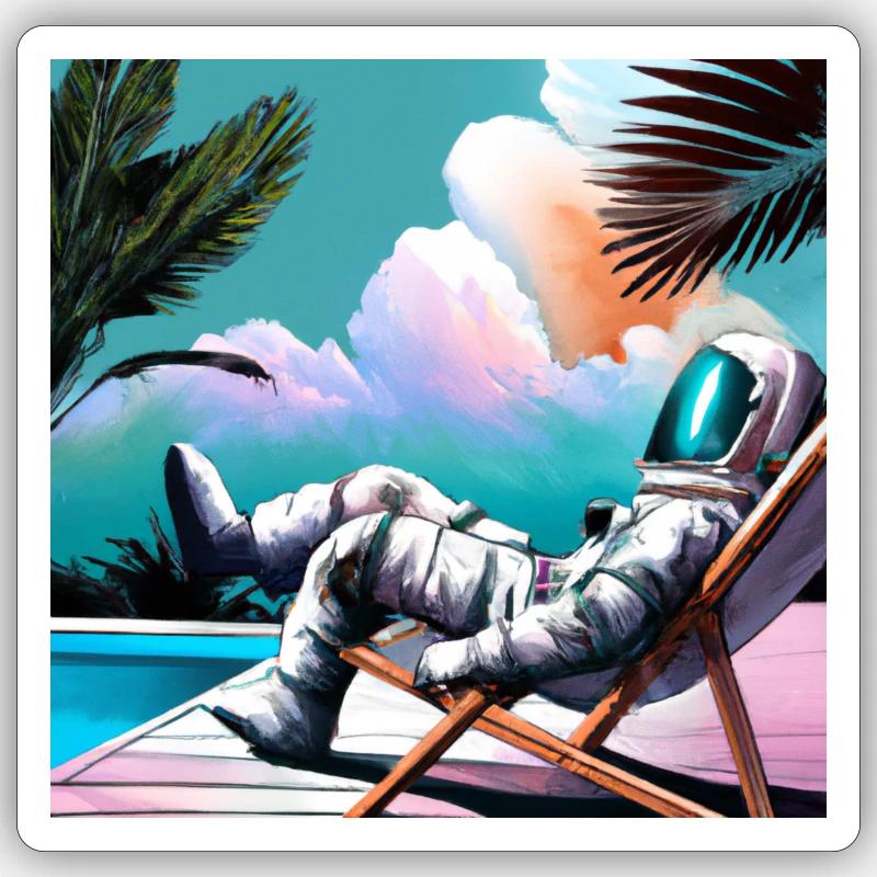 Un astronaute dans une station tropicale dans l’espace Sticker taille S (10 x 10 cm)