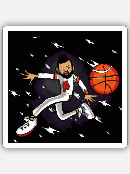 Basketballspieler - Sticker Größe S (10 x 10 cm) - Mattweiß