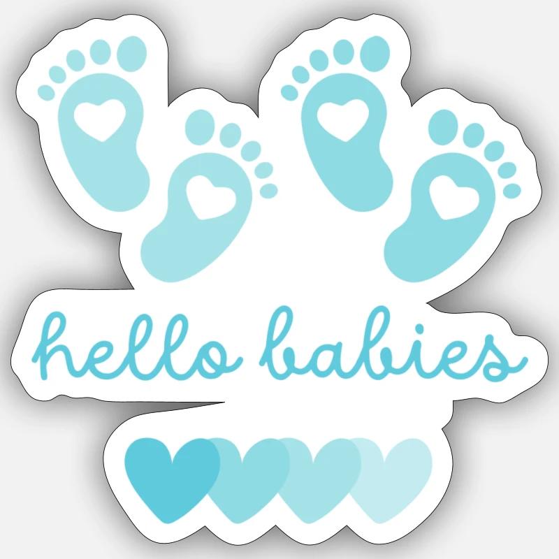 hello babys blau Sticker Größe S (10 x 10 cm)