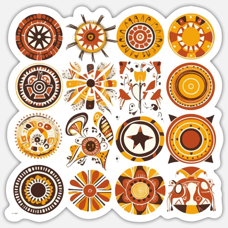 Afrikanische Folklore - Sticker Größe S (10 x 10 cm) - Mattweiß