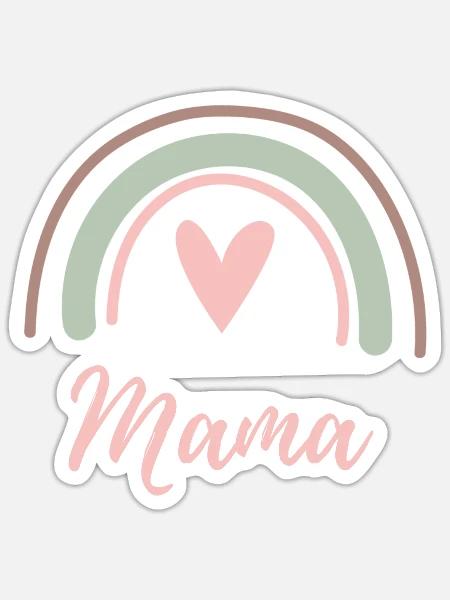 Mama Mom Regenbogen Herz Baby Beste Mama Muttertag - Sticker Größe S (10 x 10 cm) - Mattweiß