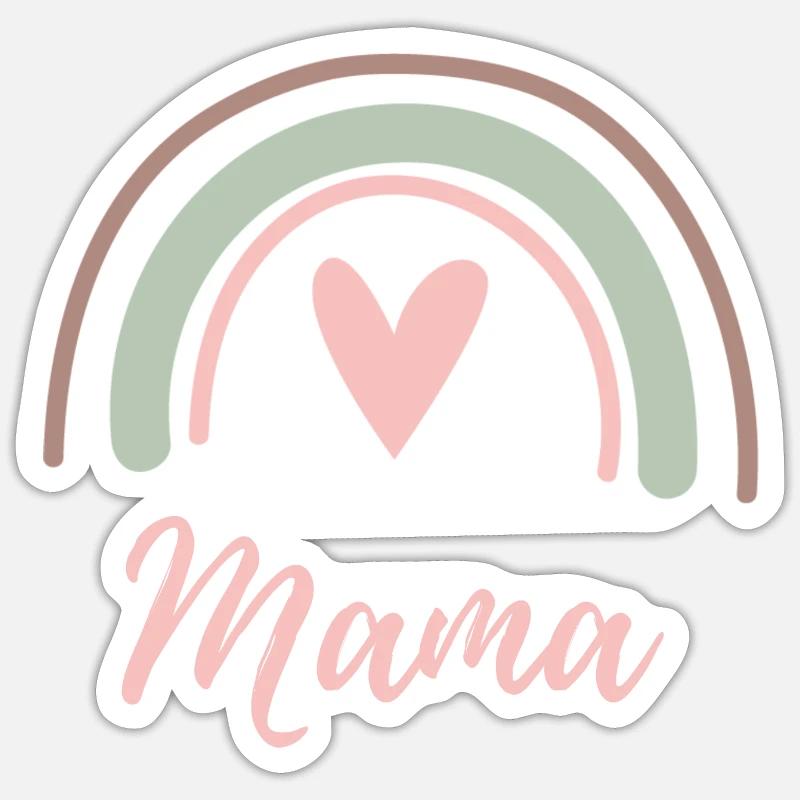 Mama Mom Regenbogen Herz Baby Beste Mama Muttertag - Sticker Größe S (10 x 10 cm) - Mattweiß