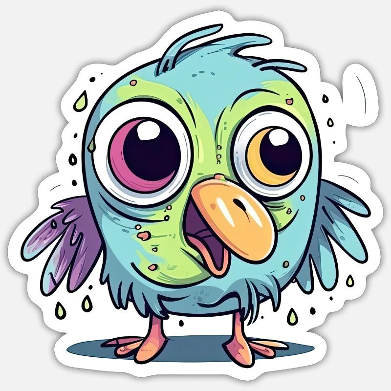 Verpeilter Vogel - Sticker Größe S (10 x 10 cm) - Mattweiß