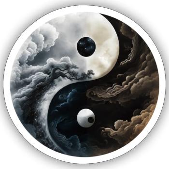 Ying Yang Motiv - Sticker Größe S (10 x 10 cm) - Mattweiß - Vorne