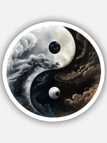 Ying Yang Motiv - Sticker Größe S (10 x 10 cm) - Mattweiß
