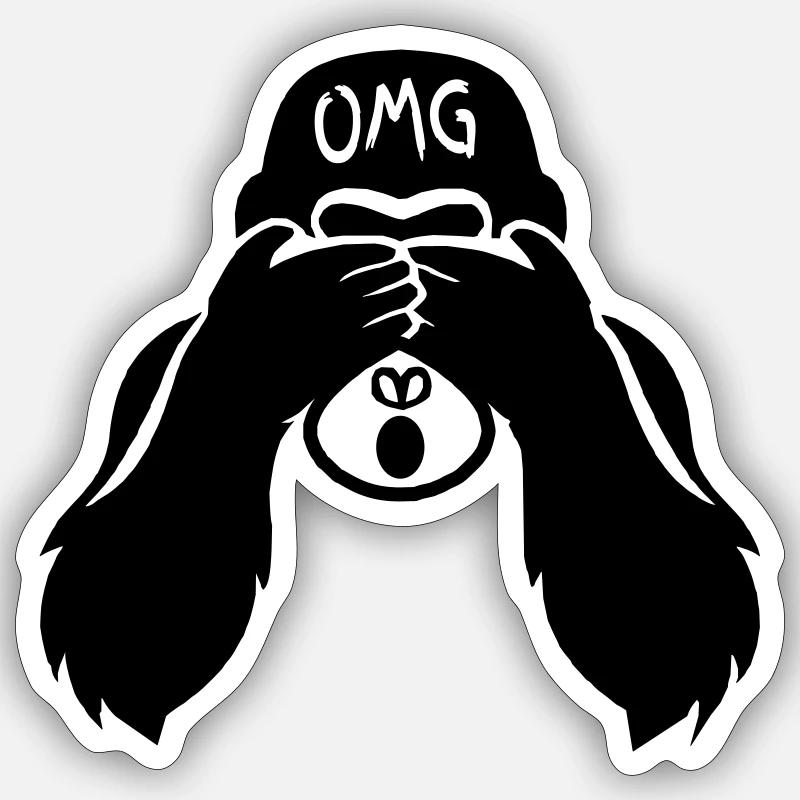 Drôles de mains de singe devant le visage - Gorilla OMG2 Sticker taille S (10 x 10 cm)