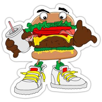 Burger Hamburger Cheeseburger Fast Food - Sticker Größe S (10 x 10 cm) - Mattweiß - Vorne