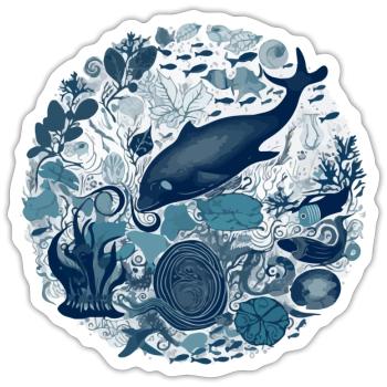 Merveilles de l'océan - Sticker taille S (10 x 10 cm) - blanc mat - Devant