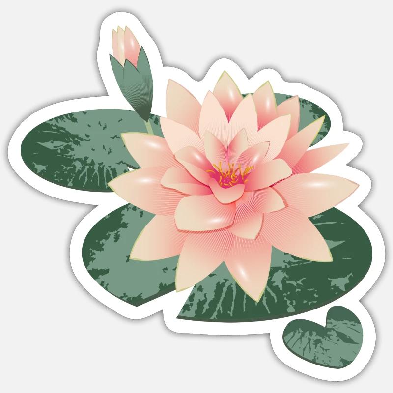 Fleur de nénuphars avec bourgeon dans l’étang de nénuphars Sticker taille S (10 x 10 cm)