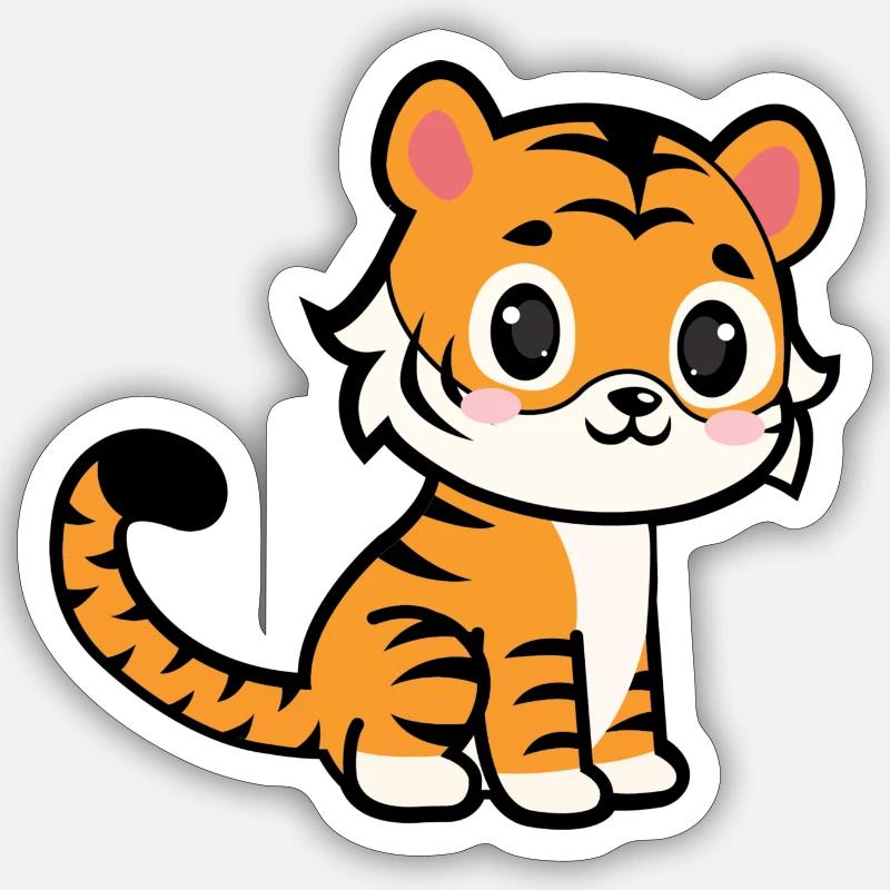 Moam der Tiger - Sticker Größe S (10 x 10 cm) - Mattweiß