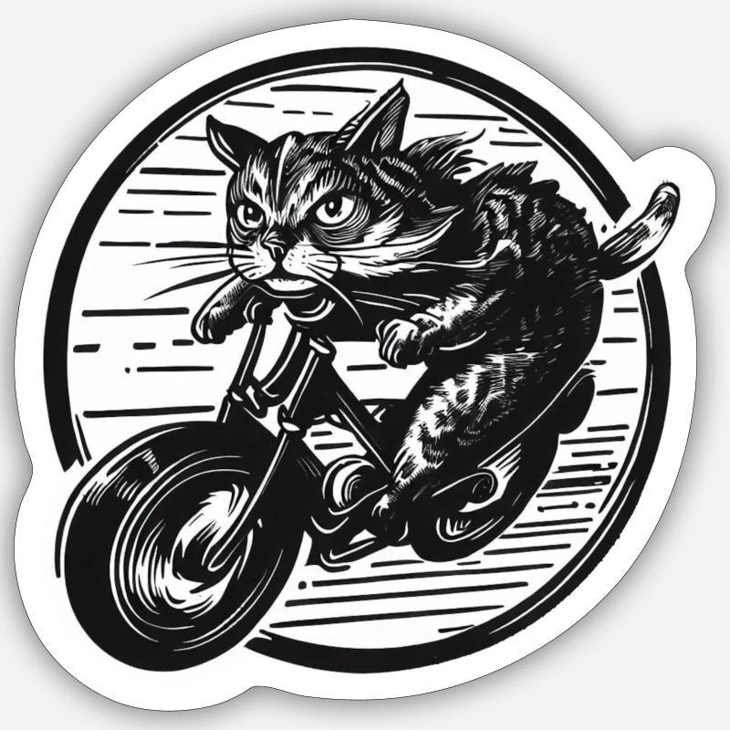 Chat de vélo précipité Sticker taille S (10 x 10 cm)