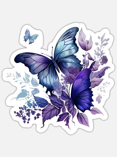 Blue Purple Butterfly - Sticker Größe S (10 x 10 cm) - Mattweiß