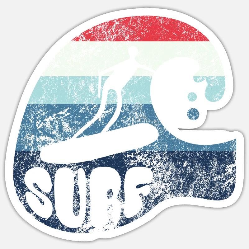 Welle - Surfer - Surf - Geschenk - Sticker Größe S (10 x 10 cm) - Mattweiß