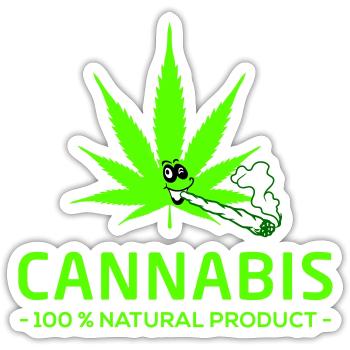Cannabis, 100 % Natural Product - Sticker Größe S (10 x 10 cm) - Mattweiß - Vorne