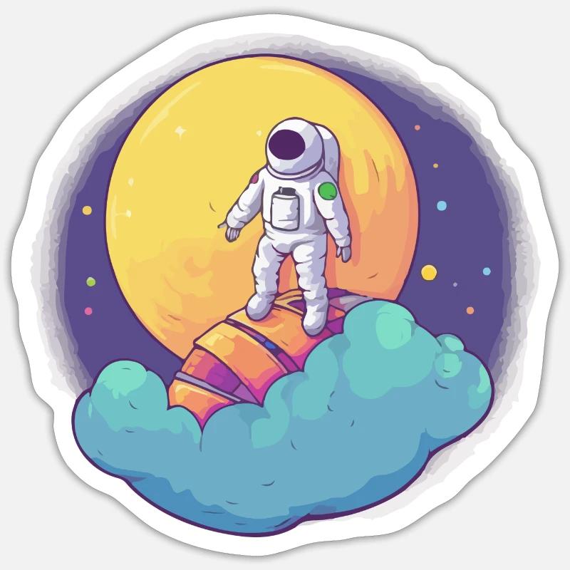 Neil Astronaute - Sticker taille S (10 x 10 cm) - blanc mat