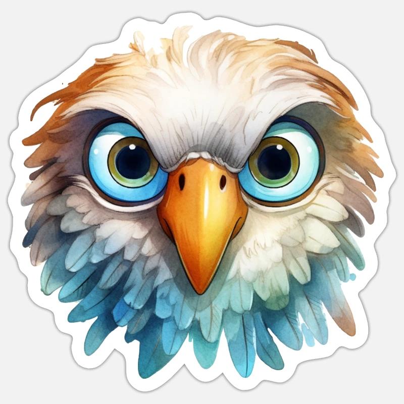 Dessin à l’aquarelle d’aigle - Sticker taille S (10 x 10 cm) - blanc mat