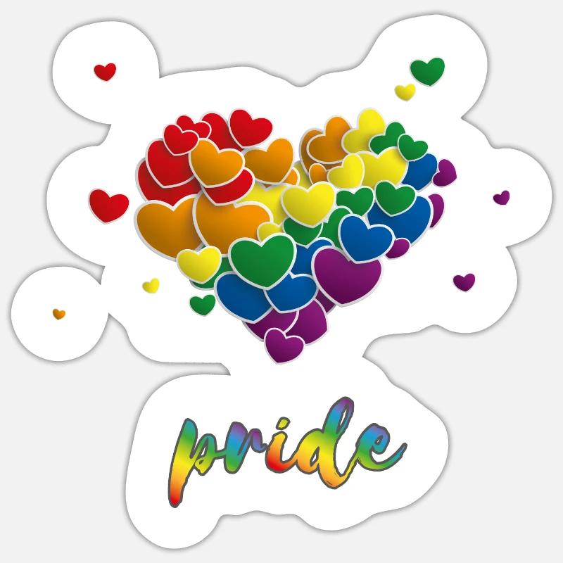 Rainbow Hearts Splash Pride - Sticker Größe S (10 x 10 cm) - Mattweiß