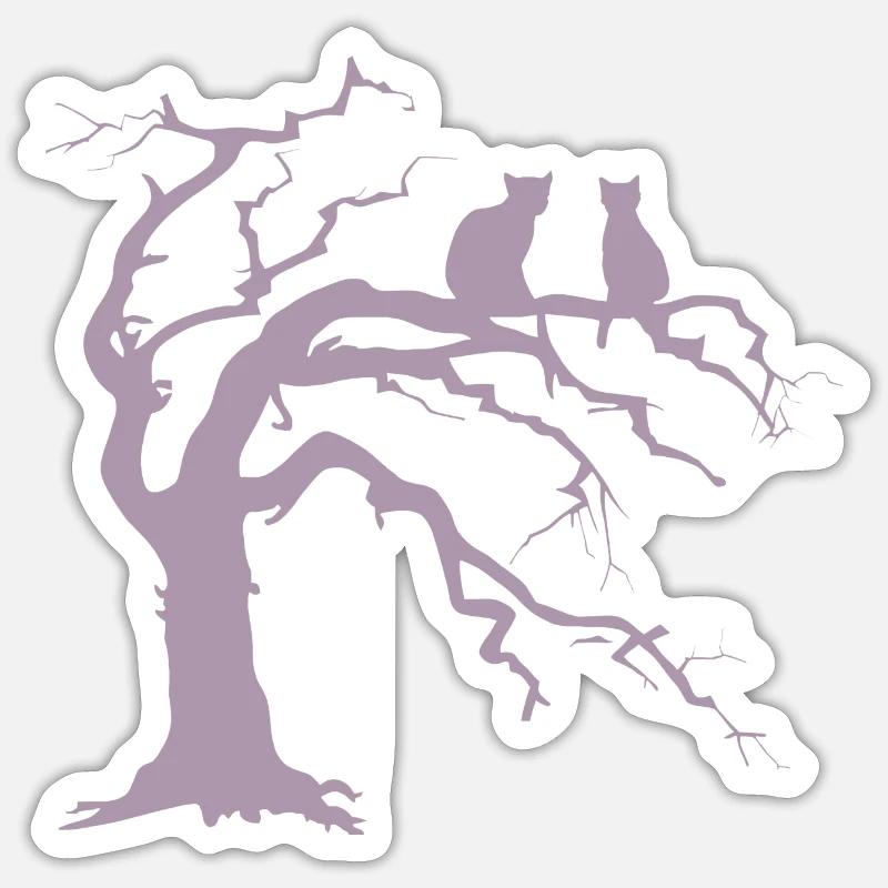 Toter baum mit 2 Katzen Silhouette Sticker Größe S (10 x 10 cm)